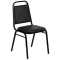 Flash Furniture Hercules Trapezoidal Back Stackable Banquet Chair, Black, Set of 1, Black Vinyl/black Frame