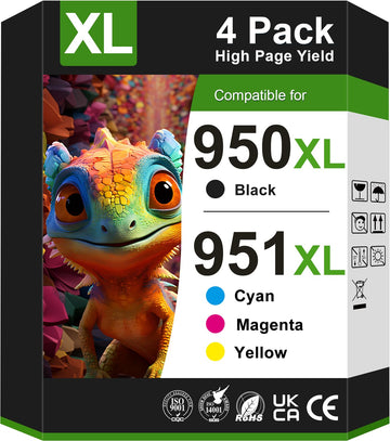 950XL and 951XL Ink Cartridge Replacement for HP 950 XL 951 XL Ink Cartridges Combo Pack for HP Officejet Pro 8100 8600 8610 8615 8620 8630 Printers (4 Pack)