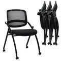 Clatina Stackable & Foldable Conference Chair with Wheels, Ergonomic Mesh Back,300lbs Capacity, Breathable Padded Seat, Armless Office Chair