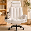 Homigropa Big and Tall Office Chair with Footrest & Adjustable Armrests, White, Light White