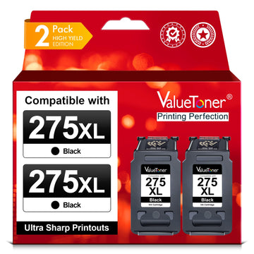 275XL PG-275 Black Ink Cartridge for Canon 275 Black Ink High Capacity Compatible with Canon Printers Pixma TR4720 TS3720 TS3522 TR4722 TS3722 TS3520 TS3700 TR4723 TS3500 TR4700 (2 Black)
