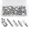 124 Pcs Shelf Pegs Kit, 5 Styles Nickel Shelf pins for Cabinet Shelves, Plated Shelf Support Pegs, Shelf Holders pegs for Kitchen Bookshelf Closet Furniture (5mm, 1/4inch)