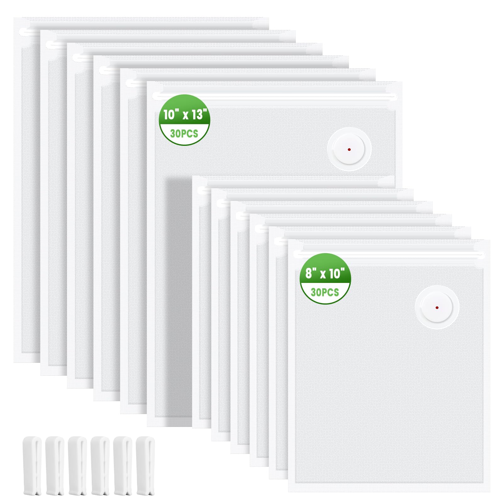 Vacuum Sealer Bags, 60 Pack Reusable BPA-Free Food Storage Bags | 30 Count 10x13 & 30 Count 8x10 Inches | Leakproof, Odorless for Freezer, Sous Vide, Meal Prep | Great for Home for Home Chefs