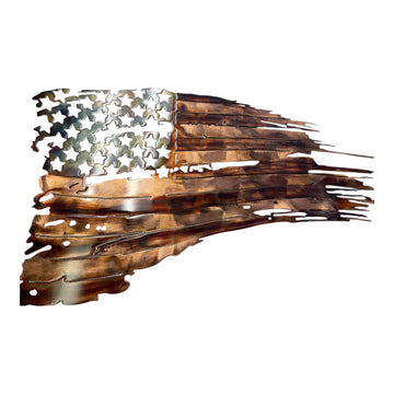 Tattered & Torn American Flag Metal Wall Art Copper/Bronze Pltd