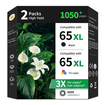 65XL Ink Cartridges Replacement for HP 65 XL Black Color Combo Pack for HP65 HP65XL with Printer Deskjet 3755 3758 3772 3752 3720 3722 2600 2622 2652 2655 2624 2635 2640 Envy 5055 5000 5070 5052 5010