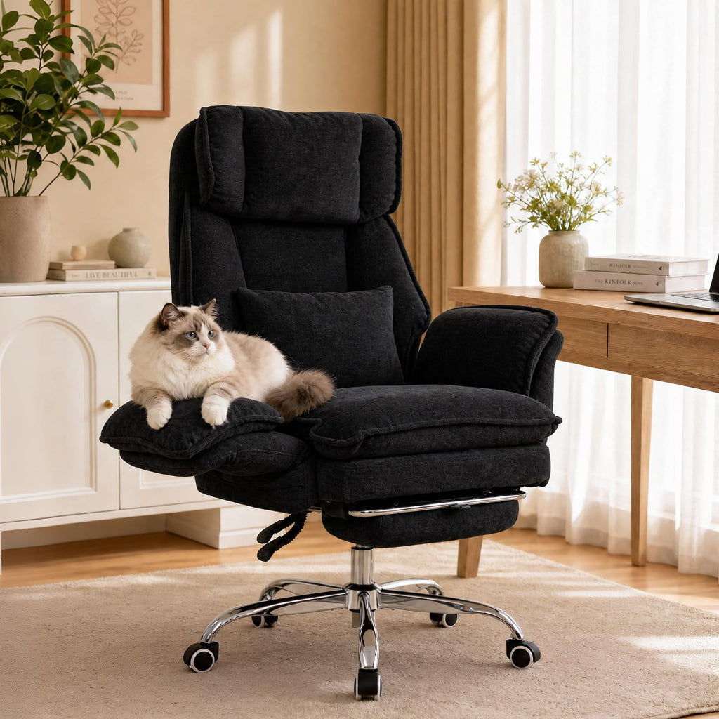 Bowthy Office Chair with Flip Armrests & Foot Rest,criss Cross Legged Home Office Desk Chair with Pet Seat,ergonomic Reclining Computer Gaming