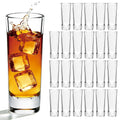 Flrolove 24 Pack Heavy Base Shot Glasses Bulk - 2 oz Cylinder Tall Shot Glasses Set for Tequila, Whiskey, Vodka, Spirits & Liquors - Glass Shot Glasses for Party, Bar, Wedding, Christmas - Ideal Gift