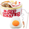 Cat Ladies Ramen Cat Bed - Cozy 5-Piece Soft Nest Set with Blanket Pillows and Teaser Toy - Compact Noodle Bowl-Themed Pet Beds & Furniture - Small Warm Indoor Cushion for Cats