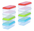 Small Plastic Food Storage Containers with Lids, 8-Pack 8oz (1 Cup / 250 ml) Rectangular Freezer Portion Containers for Leftovers, Spices & Soup, BPA-Free, Stackable, Leak-Resistant, Microwave Safe