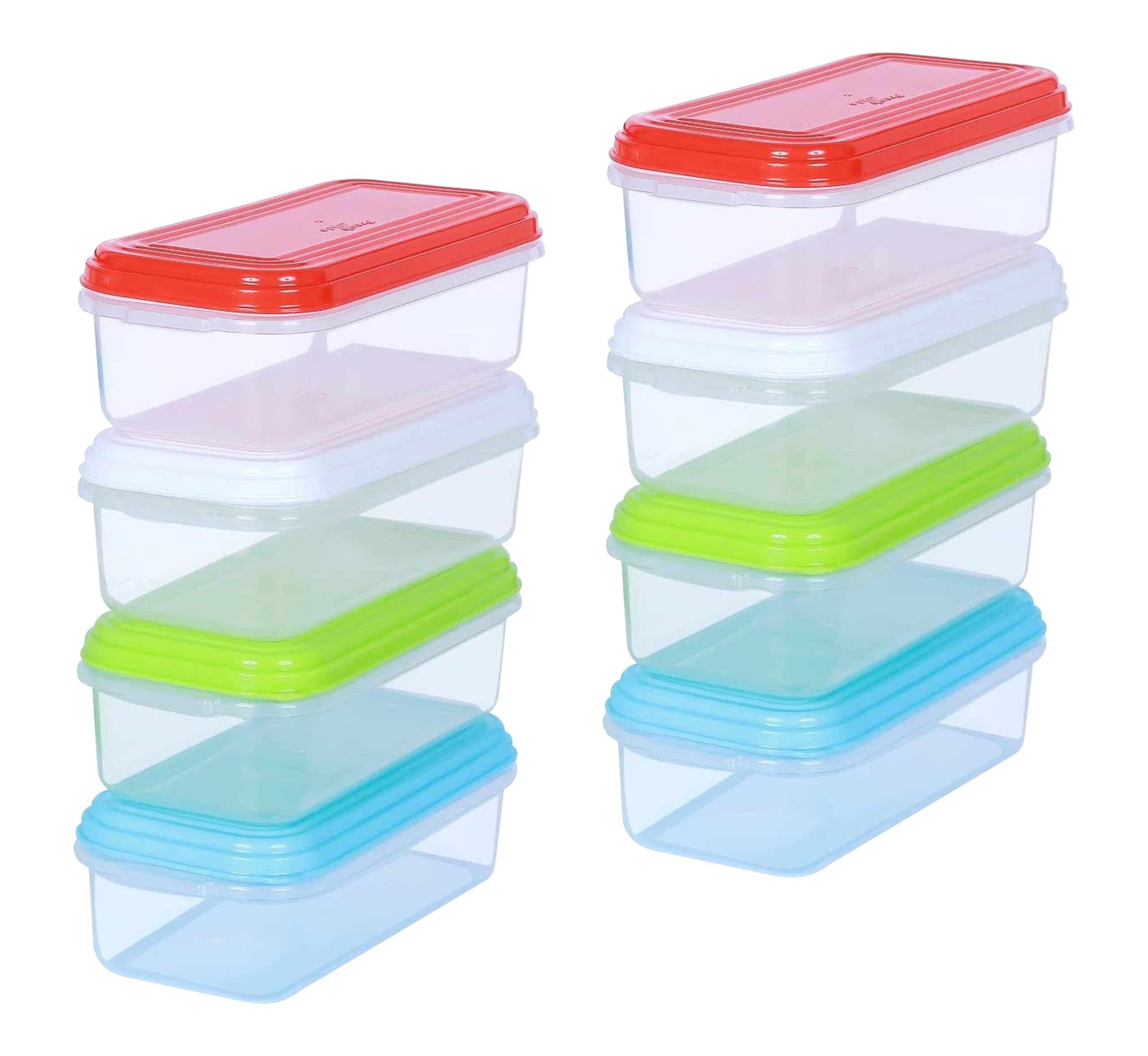 Small Plastic Food Storage Containers with Lids, 8-Pack 8oz (1 Cup / 250 ml) Rectangular Freezer Portion Containers for Leftovers, Spices & Soup, BPA-Free, Stackable, Leak-Resistant, Microwave Safe
