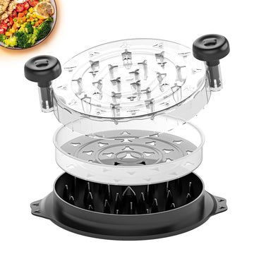 TQRR 10'' Pro Visible Chicken Shredder Tool Twist Large, BPA Free Handheld Meat Shredder with Removable Middle Tray, Anti-Slip Silicone Strip Shredder for Chicken Beef Breast Pork (Black)