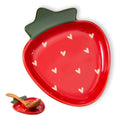 Ceramic Strawberry Spoon Rest, Red Utensil Holder, Cute Spatula Rest for Kitchen Counter & Stove Top - Easy to Clean, Dishwasher Safe (Red Strawberry)
