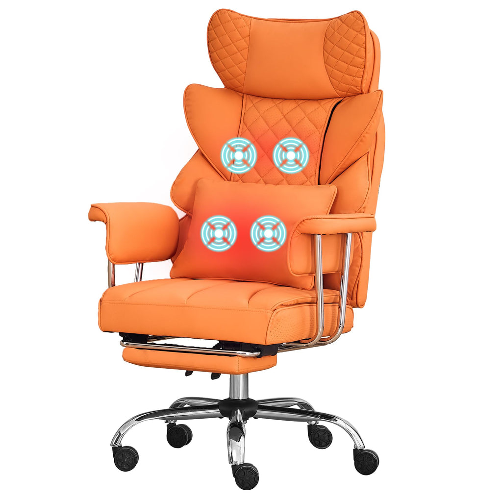 Dyhome 500 Lbs Kneading Massage Office Chair with Foot Rest Reclining, Orange