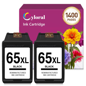 65XL Black Ink Cartridge Compatible with HP Deskjet 2640 3700 3755 | For Deskjet 3772 2600 2620 2621 ENVY 5055 5012 5014 Printers Remanufactured for HP Ink 65 XL, 2 Black
