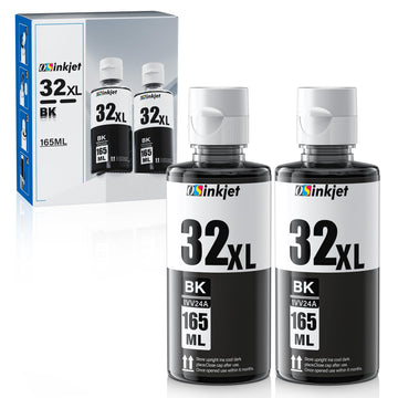 32XL Black Ink Bottle Compatible for HP Smart Tank 7602 5101 6001 7301 651 551 5000 580 Printer, 32 XL Ink Bottle Set for Smart Tank Plus 570 578 590 Ink Refill 2-Pack 165ml,1VV24AN