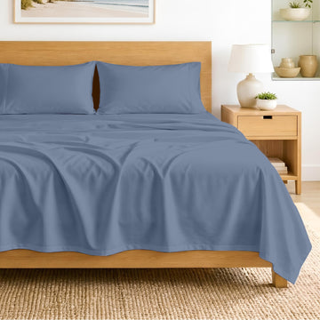 SGI bedding 100% Egyptian Cotton Sheets Twin Size – 600 Thread Count Sheets Set, Soft, Cooling, 15" Deep Pocket, Luxury Hotel Bedding, Breathable, Durable - Mediterranean Blue
