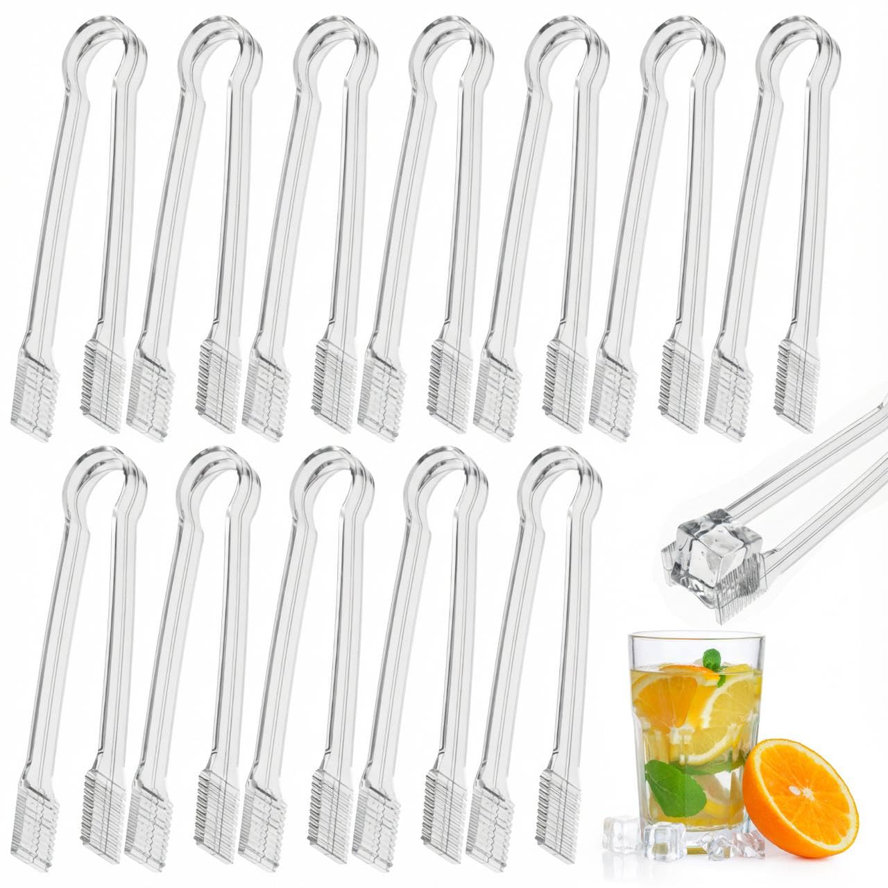 12 Pack Clear Small Serving Tongs For Buffet - Mini Plastic Tongs For Ice, Candies, Hot And Cold Food - Small Tongs For Appetizers For Parties, Holidays And Gatherings