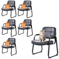 Clatina Big & Tall Waiting Room Guest Chair with Bonded Leather Padded Arm Rest and Sled Base for Office Reception Lobby and Conference Desk,