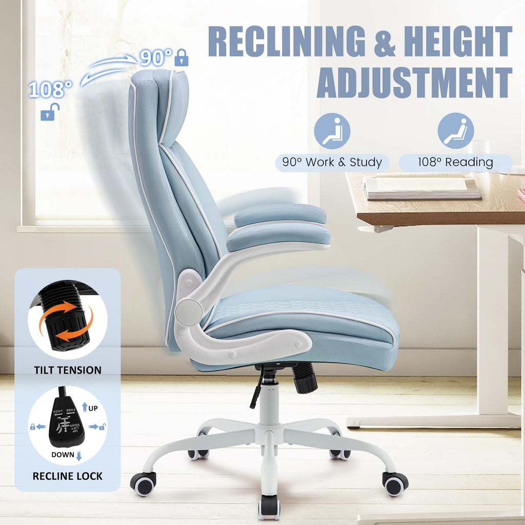 Executive Office Chair with High Back, Computer Desk Chair with Lumbar Support,comfortable Leather Home Office Chairs 400lbs with Padded