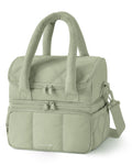 BAGSMART Lunch Bag Women, Double Deck Insulated Lunch Box, Quilted Puffer Lunch Tote, Leakproof, Durable & Reusable Large Lunch Cooler For Work Picnic Travel Meal Prep, Sage Green
