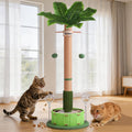 Cat Scratching Post, Scratching Posts for Indoor Adult Cats with Rotating Hanging Ball, Interactive Cat Puzzle Toy and Spring Cat Treat Dispenser, Sturdy Base Cat Scratch Post (40" Tall Large)