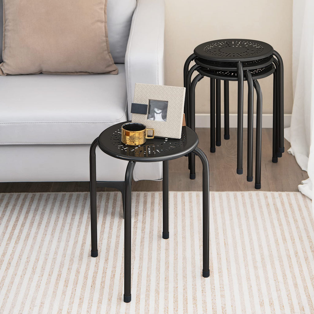 Powerstone Stackable Stools 6 Pack, Portable Metal Stacking Stools for Classroom Round Nesting Chairs Flexible Seating for Home Office School,