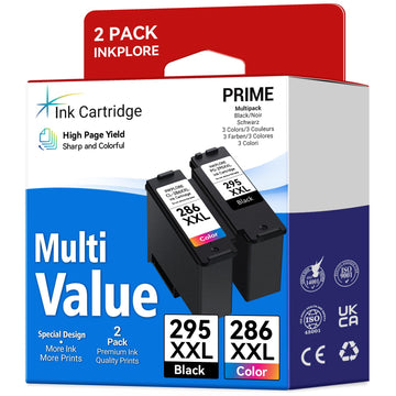 Ultra High Yield PG-295 XXL/CL-286 XXL Ink Cartridges Replacement for Canon 295 296 295XL 296XL Compatible for Pixma TR7120 TS6520 TS4320 Printer, 1500 Page Yield