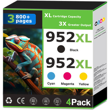 952XL Ink Cartridges Compatible for HP 952 Ink Cartridges Combo Pack Work with HP Printer OfficeJet Pro 8710 7740 8702 8715 8720 7720 8730 Printer Ink Black Color Cyan Magenta Yellow 952 Ink (4 Pack)