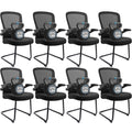 Clatina Office Guest Chair No Wheels, Ergonomic Mesh Desk Chair Adjustable Lumbar Support and Flip Up Arms, Sled Base for Office Guest &