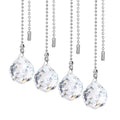 Patelai 4 Pcs Fan Pull Chain Extension Decorative Crystal Ornaments Clear Prism Ceiling Ball Fan Light Chain Extension Diamond Connector Pulls String Set with 19.7 Inch Length for Light Lamp
