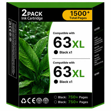63XL Black Ink Cartridge (2-Pack) High Yield Replacement for HP Ink 63 for HP 63XL Ink Cartridge Combo Pack Work With HP DeskJet 3634 3637 3639 ENVY 4510 4520 OfficeJet 3830 3833 5255 Printer B7RT5AN