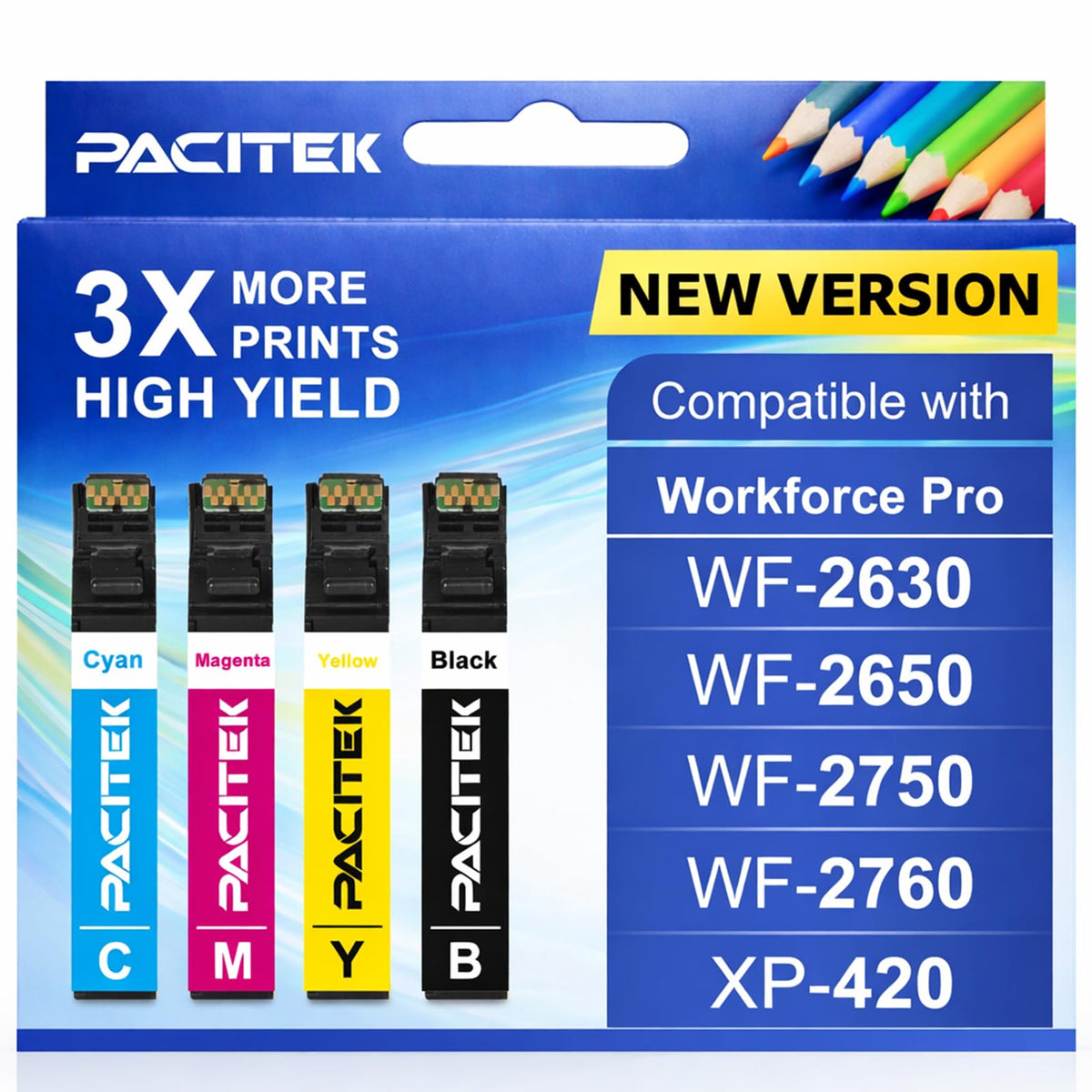 Remanufactured Ink Cartridge Replacement for Epson 220XL Cartridges for WF-2760 WF-2750 WF-2660 WF-2650 WF-2630 XP-424 XP-420 XP-320 (Black Cyan Magenta Yellow 4 Pack)