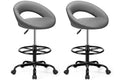 Bestfair Ergonomic Drafting Chair, Height Adjustable Rolling Stool, Gray, 2 Pack, Grey