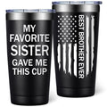 SpenMeta Brother Gifts from Sister - Funny Fathers Day Christmas Birthday Gifts for Brothers Adult - Best Brother Ever Gift - 20oz My Favorite Sister Gave Me This Cup