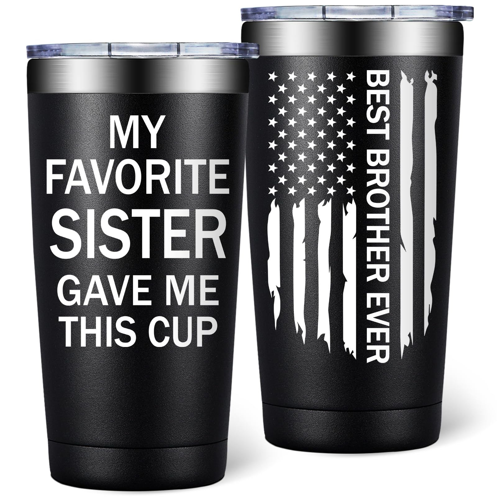 SpenMeta Brother Gifts from Sister - Funny Fathers Day Christmas Birthday Gifts for Brothers Adult - Best Brother Ever Gift - 20oz My Favorite Sister Gave Me This Cup