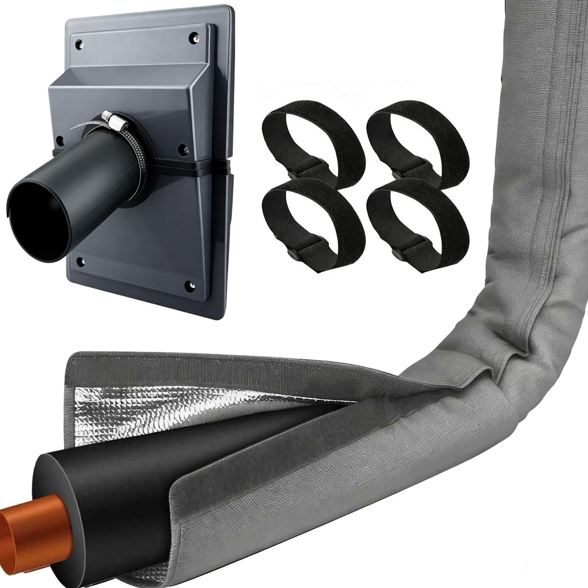 HVAC Wall Penetration and Line-Set Kit with 60*10.2 Inch Wrap Cover, Separable AC Line Setting Wall Cover Plate Kit, Indoor and Outdoor Air Conditioner Systems