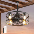 AHAWILL Outdoor Ceiling Fan with Light,20" Gazebo Fan Remote Control,Outdoor Hanging Fan,6 Speeds and Timing,Plug in Caged Ceiling Fan for Patio,Farmhouse,Porch,Pergola.Black