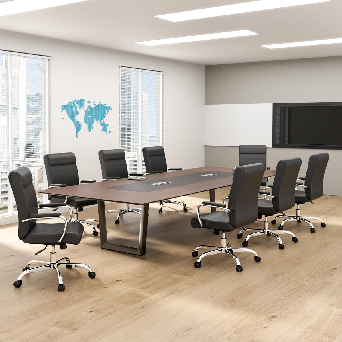Bowthy Home Office Chair Ribbed, Modern Leather Conference Waiting Room Chairs,ergonomic Office Desk Chair, High Back Executive Computer Chair,