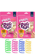 Bonkers Purr Pops Chicky Licks Freeze-Dried Cat Treats, 4-Count, 2 Packs with Cat Spring Toys