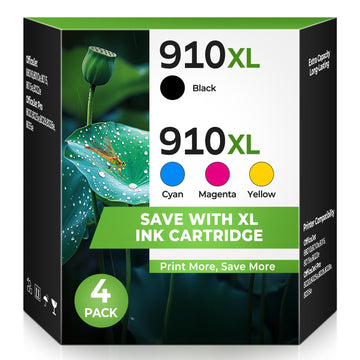 910XL 910 Ink Cartridges Compatible for HP 910 XL Ink Cartridge Combo Pack Replacement HP910XL HP910 Work with Officejet Pro 8025e 8025 8028e 8028 8035e 8035 OfficeJet 8015e 8022e 8015 8022, 4 Pack