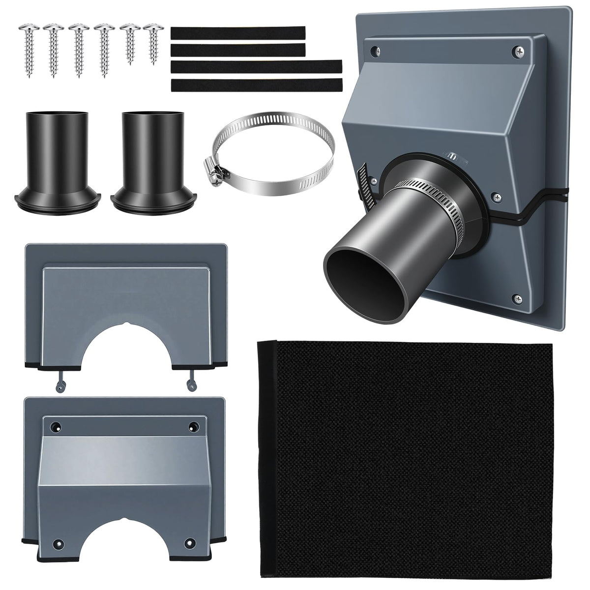 HVAC Wall Penetration & Line-Hide Cover Kit, 2-Piece Split Design for Easy Installation, Universal Seal for Brick & Siding, Protects Mini Split/Ductless AC Line Sets from Sun & Weather (Black)