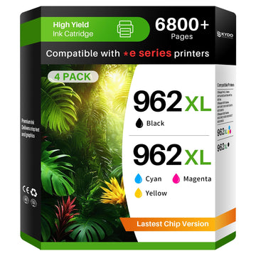 962XL Ink Cartridge Combo Pack Compatible for HP 962XL 962 Ink Cartridges Work with HP Officejet Pro 9018e 9015e 9018 9012e 9015 9010 9018e 9012 9025e 9025 9020 Printers (4 Packs)