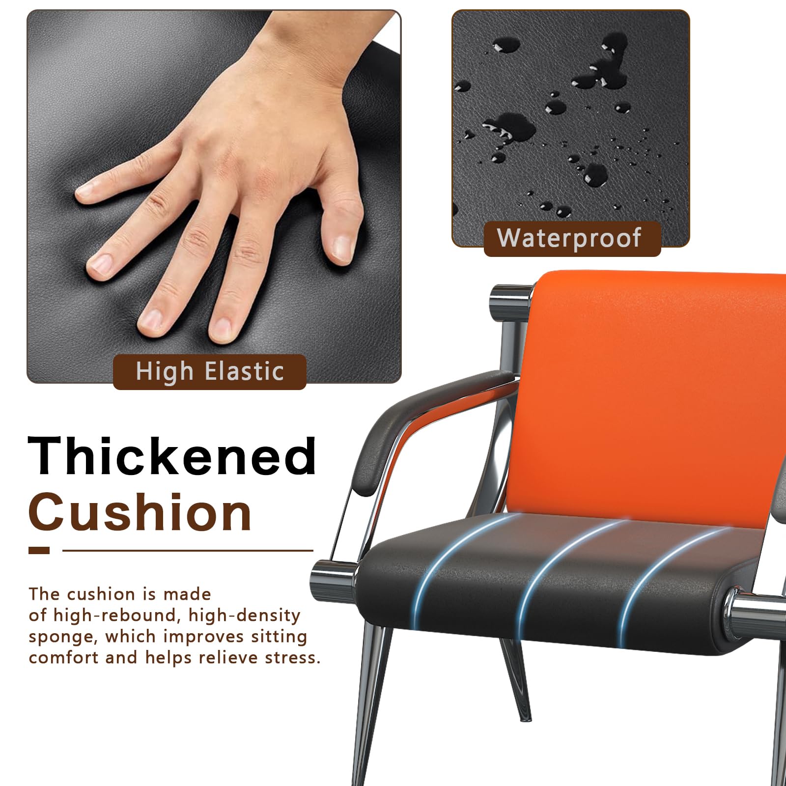 Wonline 5 Seat Waiting Room Chair with Armrest Pu Leather Office Furniture, Office Guest Seating Lobby Conference Reception Chairs for Airport