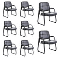 Clatina Set of 8 Big & Tall 400 Lbs Waiting Room Guest Chair, Leather Office Reception Chair No Wheels with Backrest Wide Seat and Padded Arms
