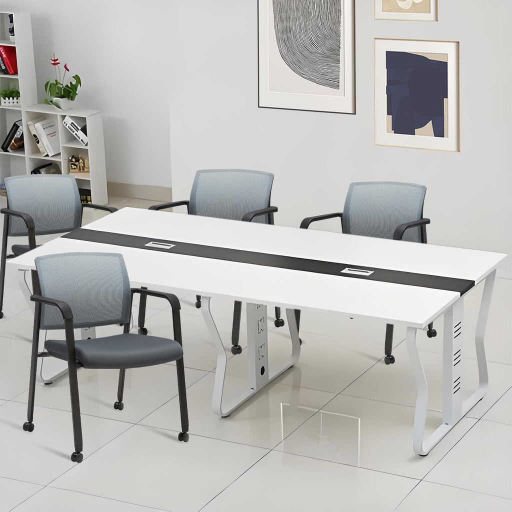 Clatina Mesh Back Guest Reception Arm Chairs with Wheels, Waiting Room Chairs with Upholstered Fabric Seat and Ergonomic Lumbar Support for