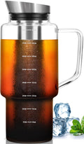 Aquach 68oz Cold Brew Coffee Tea Maker, Glass Pitcher & Stainless Steel Filter, Dishwasher Safe Iced Coffee Tea Maker with Airtight Lid and Large Handle