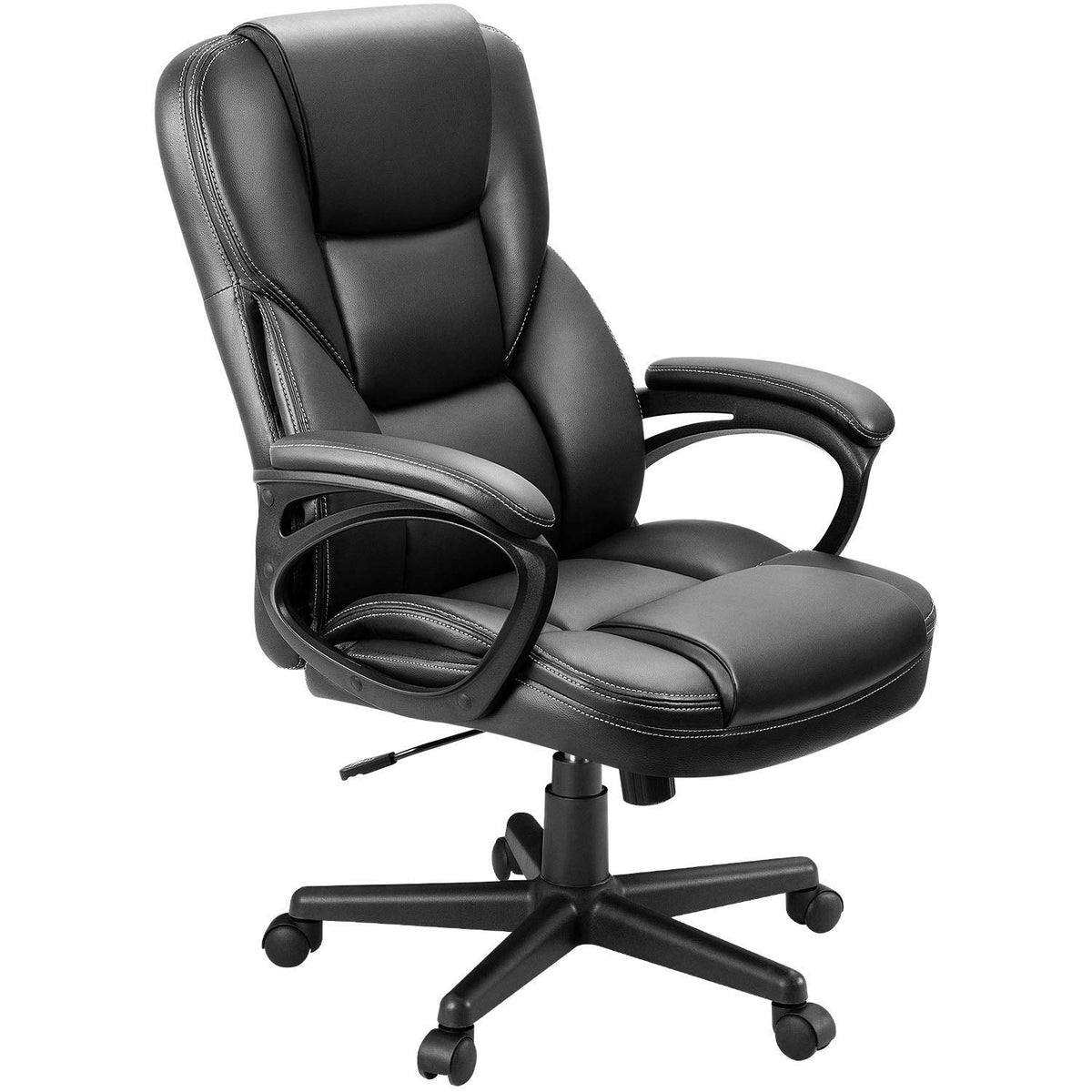 Furmax Office Executive Chair High Back Adjustable Managerial Home Desk Chair, Swivel Computer Pu Leather Chair with Lumbar Support (1, Black)