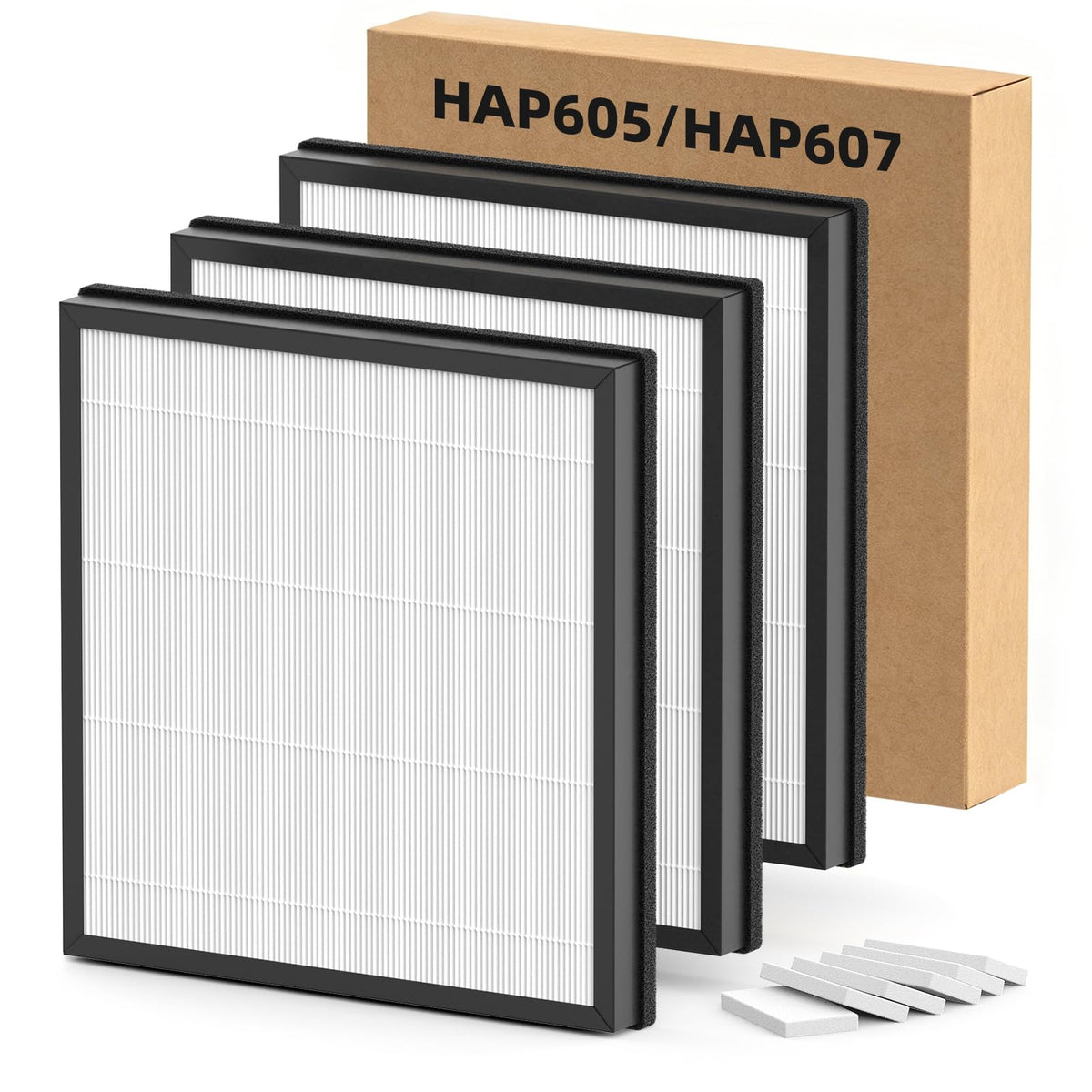 3 Pack HAP605 HAP607 Replacement Filter Compatible with FreAire & XenonLab HAP605 HAP607 Air Purifiers, 3-in-1 High?Efficiency Activated Carbon Filter for Home