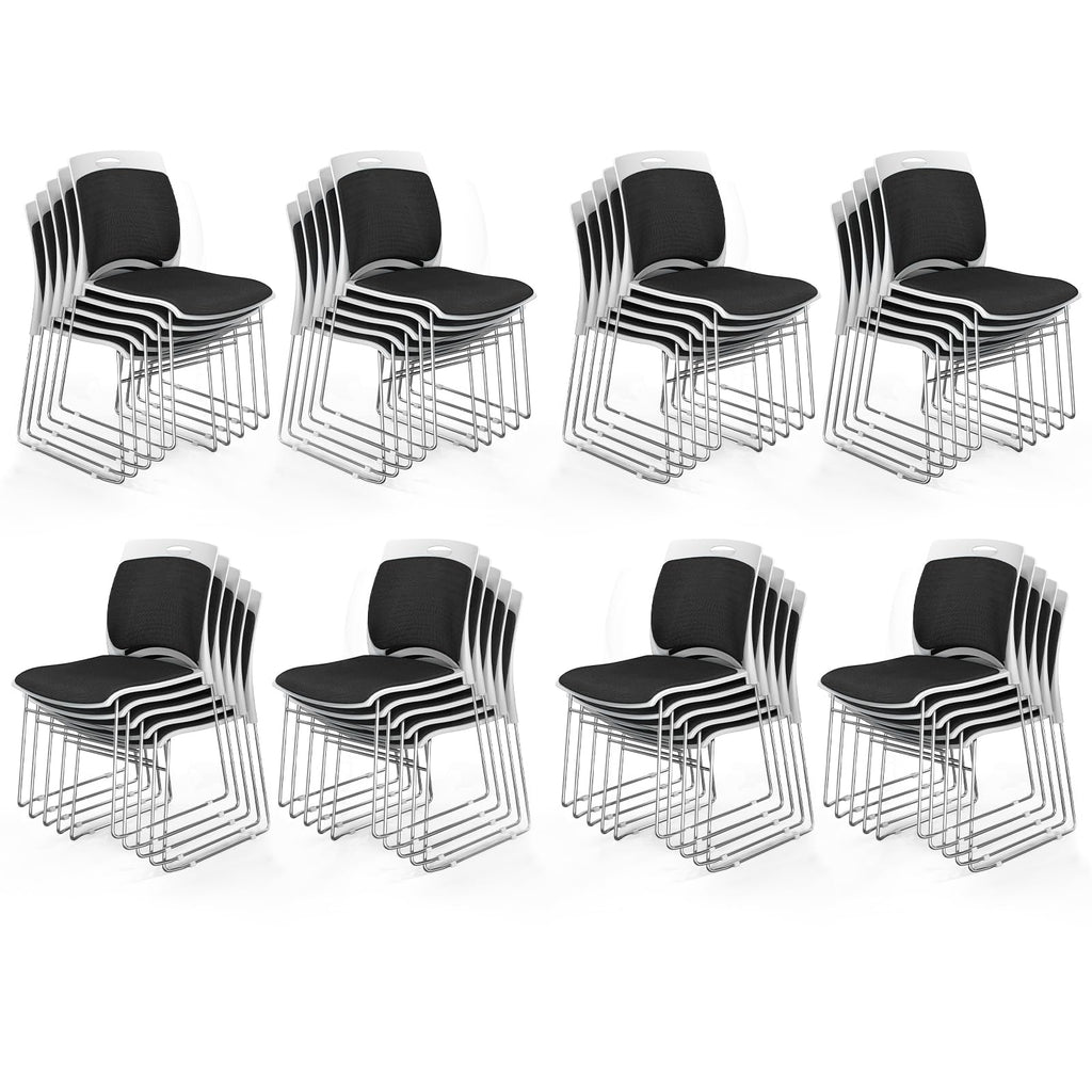 Vingli Stackable Plastic Mesh Padded Chairs for Office Set of 40, Black, 40 Pack
