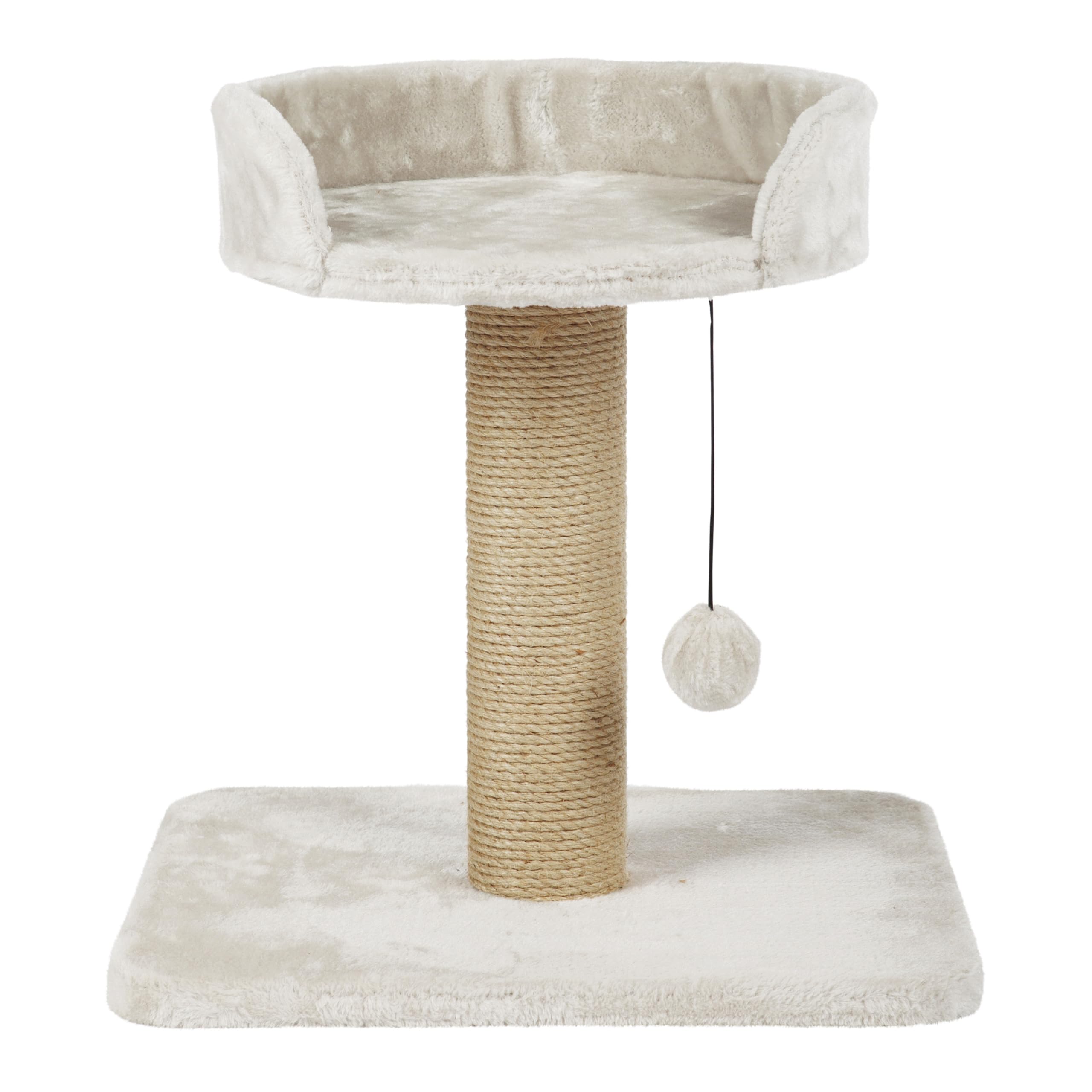 Trixie Mica 18-in Cat Tree for Kittens, Indoor Jute Scratching Post Cat Furniture, Padded Platform, Dangling Toy, Greige